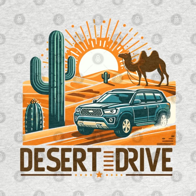 An SUV Driving On A Sand Dune, Desert Drive by Vehicles-Art